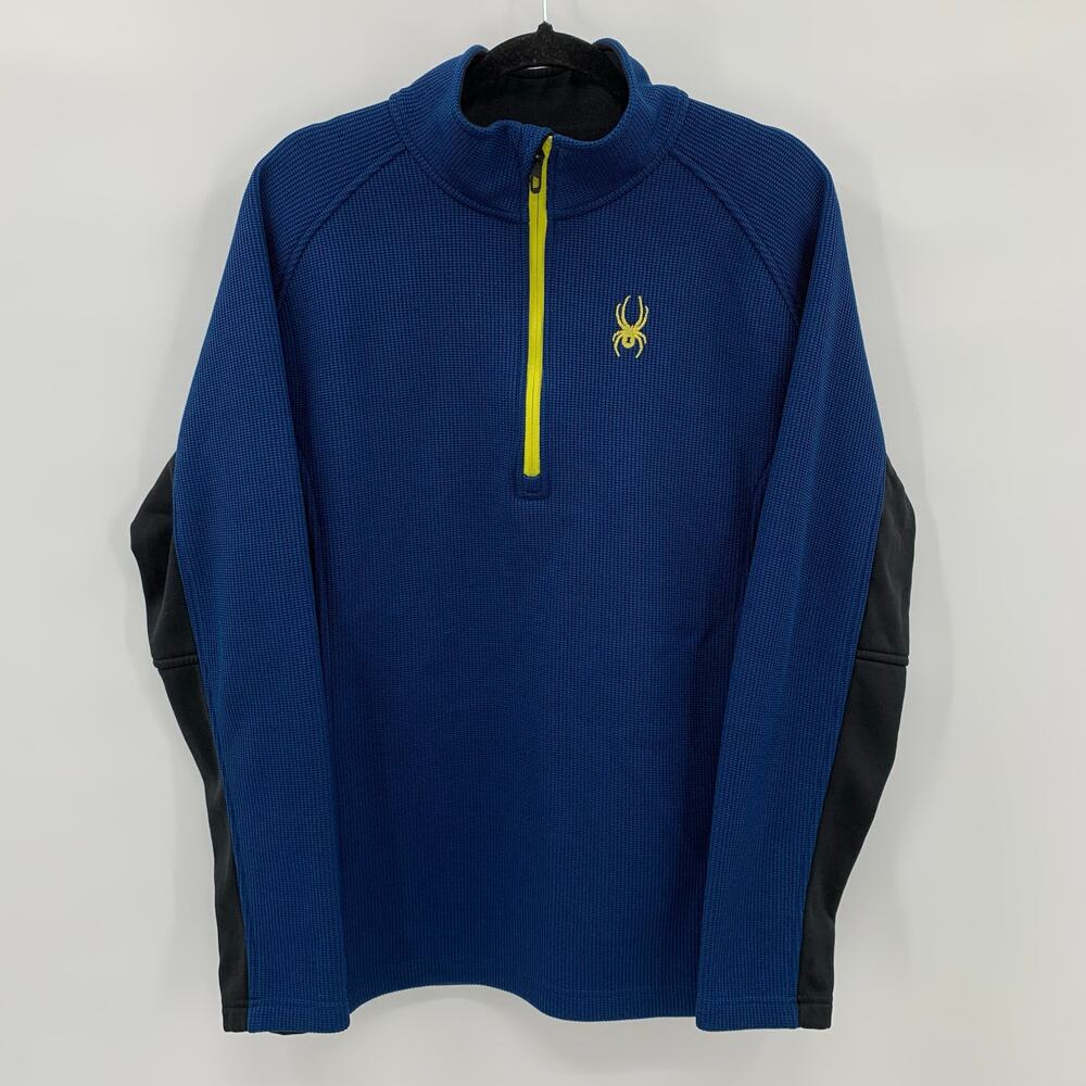 Spyder Mens XL Pullover 1/4 Zip Waffle Knit Fleece Lined Multicolor Activewear